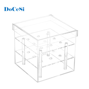 Boîte de rangement pour fleurs en acrylique 9 trous avec couvercle